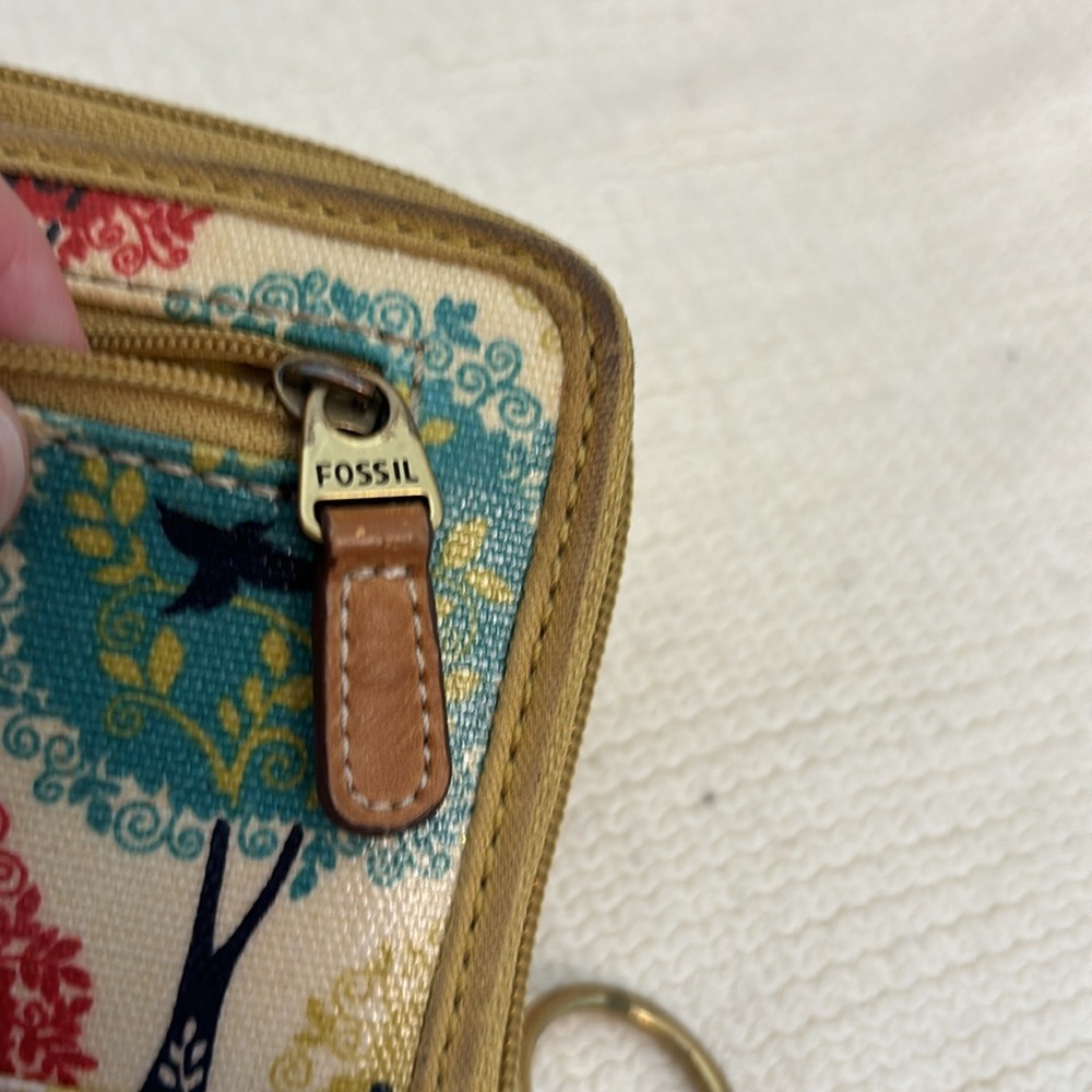 Fossil Zipper Wallet With Birds And Trees - image 6